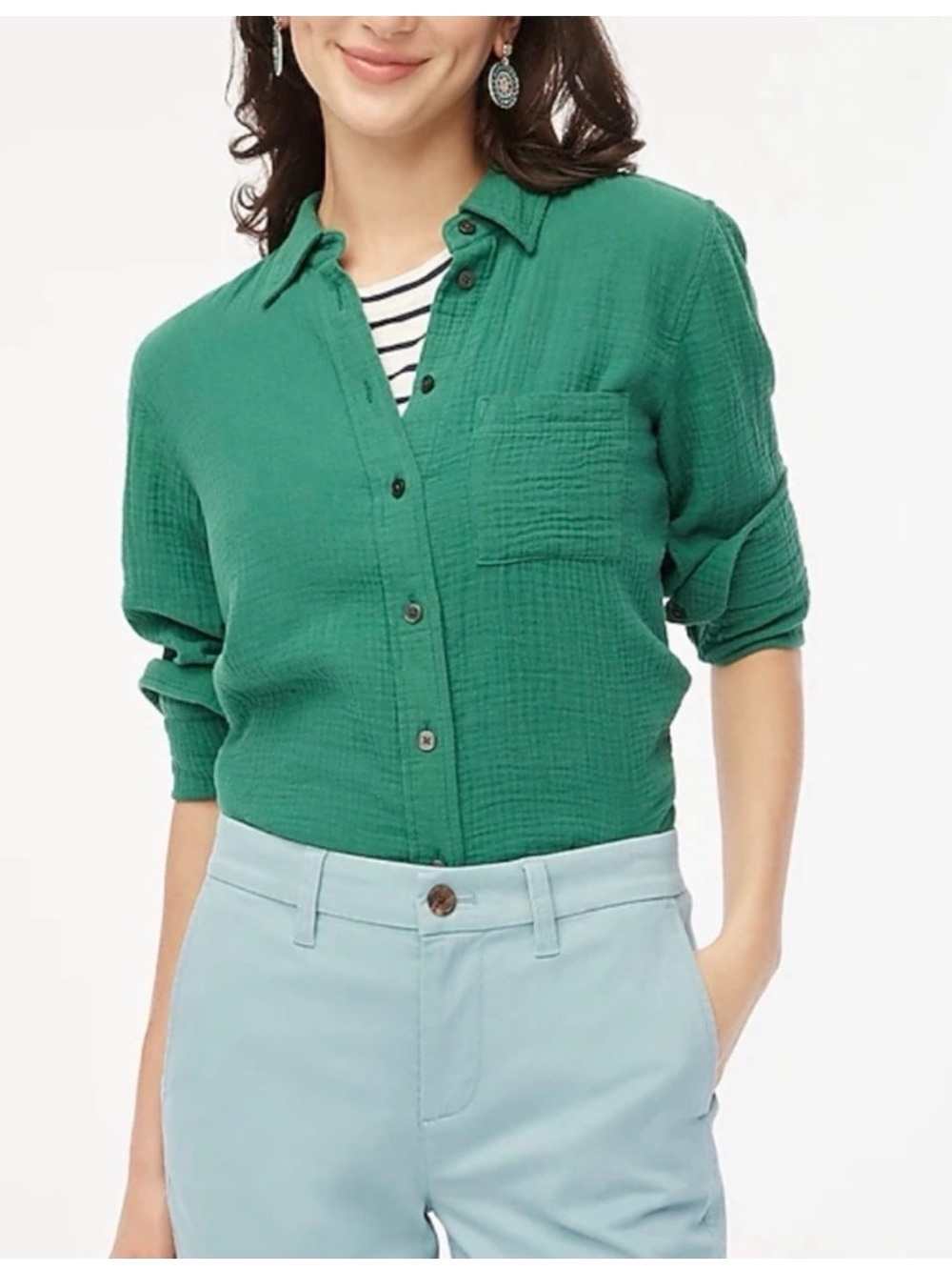 J Crew size Double-gauze button-up shirt long sleeves cotton Medium